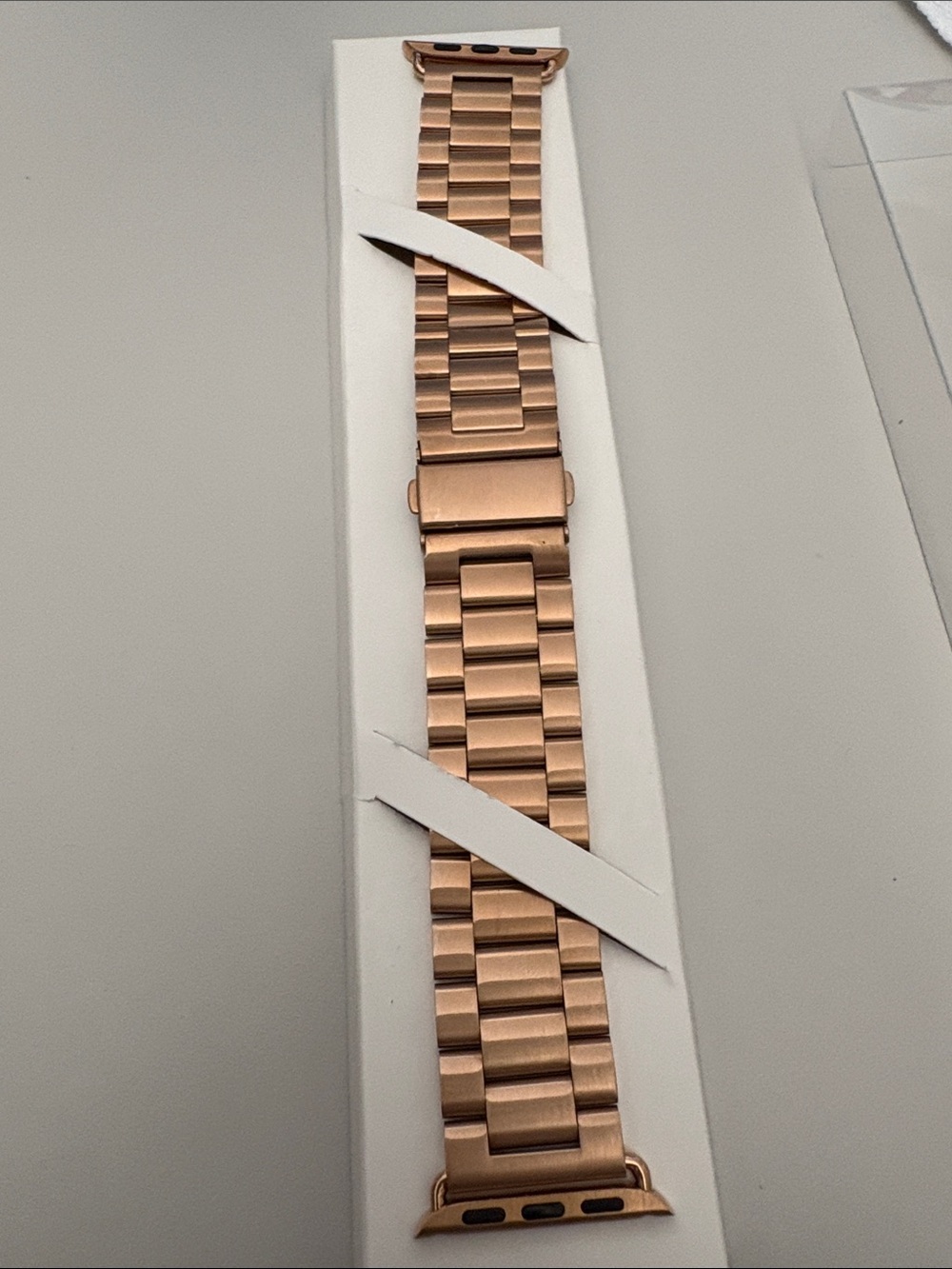 Men's Rose Gold Metal Link Watch Band for Smartwatches Apple Compatible for 41mm
